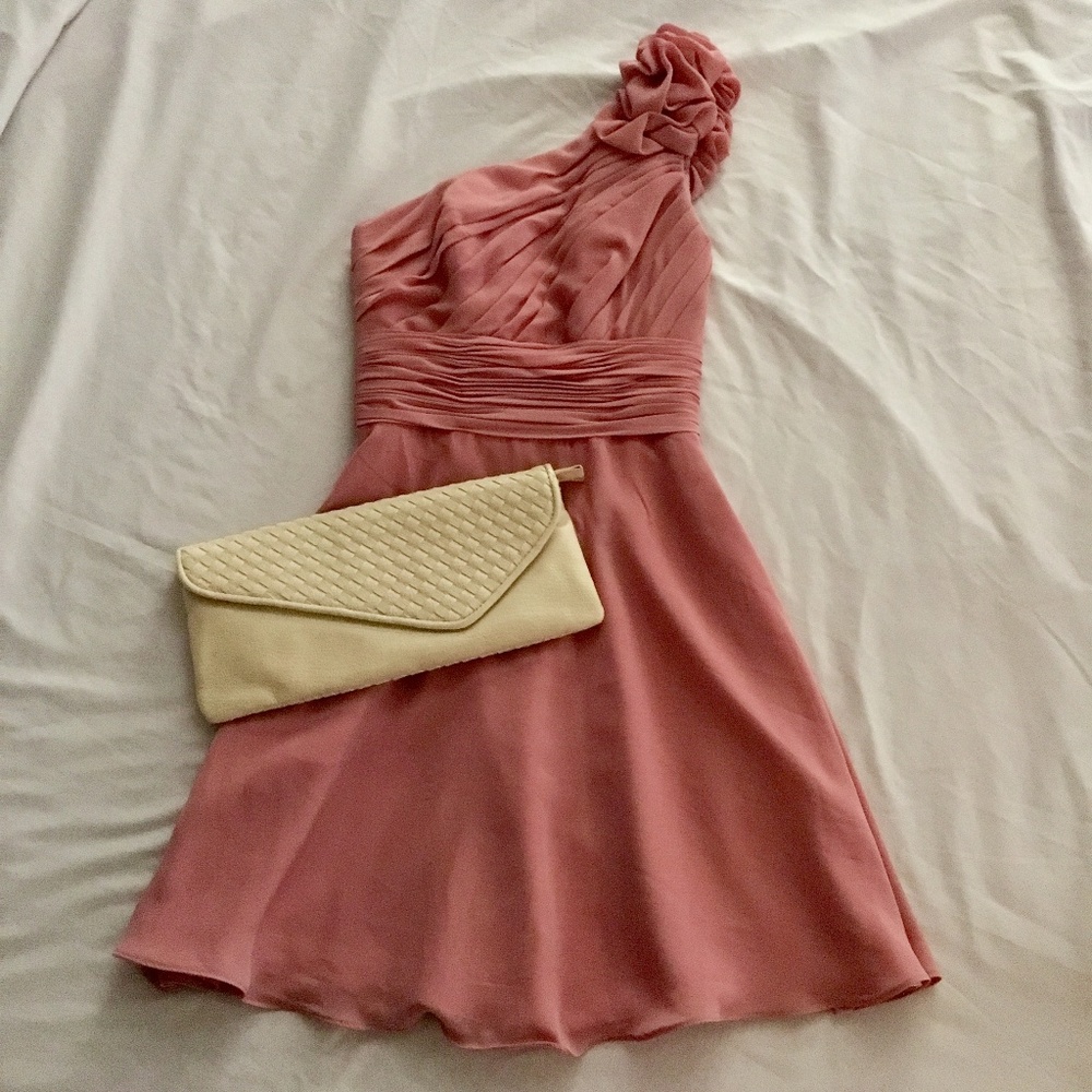 One Shoulder Salmon Dress